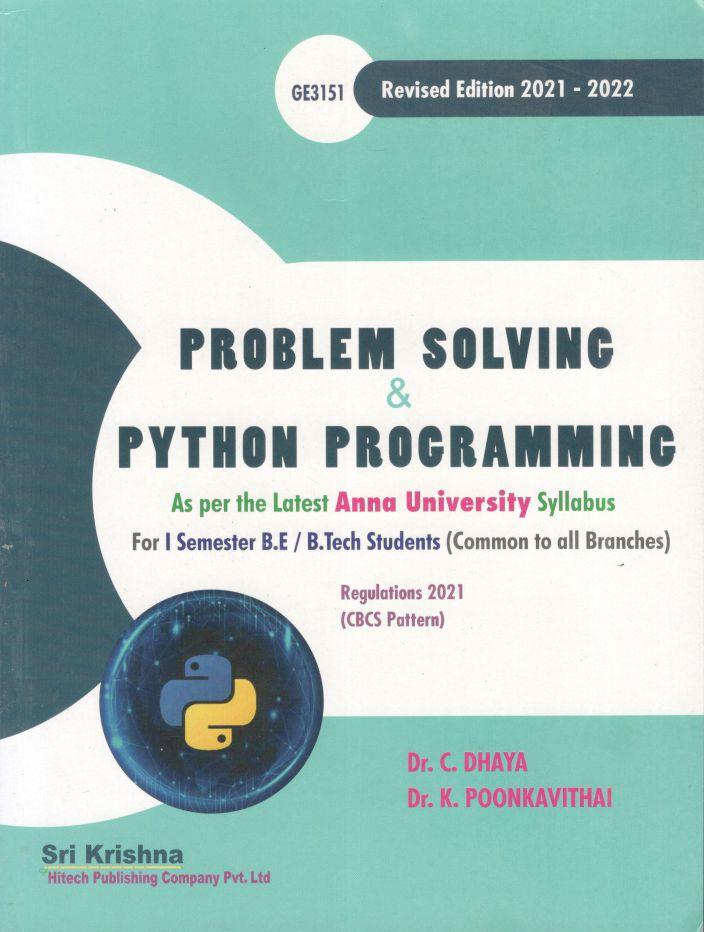 ge3151 problem solving and python programming syllabus pdf
